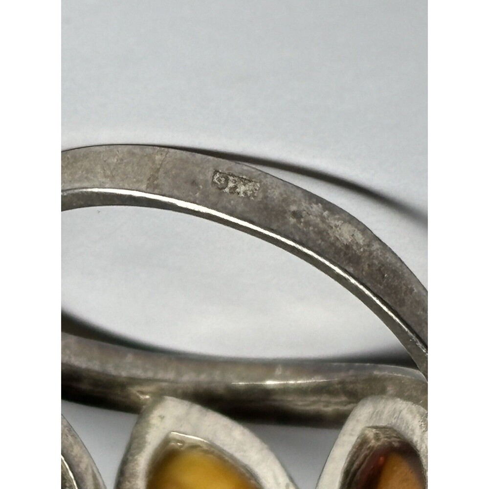 Vintage Sterling Silver 925 Multi-Color Amber Gems Stones Unique Ring Size 6 - Picture 5 of 6
